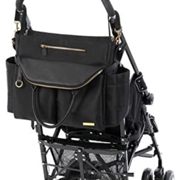 Skip Hop Chelsea Diaper Bag, Black w/ Gold Accents. - Picture 7 of 8